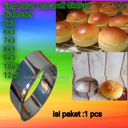 Foto Produk cetakan burger/cetakan roti /ring cutter motip bulat 5x3-12x3 . 1pcs - 5x3 dari Cetakan kue citeureup