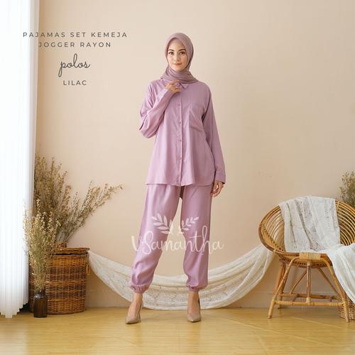 Foto Produk vSamantha - Pajamas Set Kemeja Jogger Rayon Polos - Lilac dari vSamantha