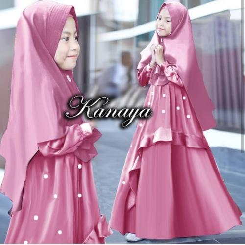 Foto Produk Gamis Muslim Anak Setelan Anak Perempuan Muslim Kanaya Gamis Kids 2in1 dari Licht Market