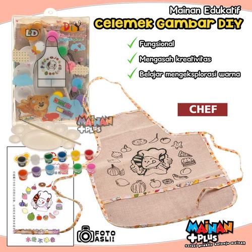 Foto Produk MAINAN EDUKASI MEWARNAI MELUKIS CELEMEK APRON MASAK MASAKAN DIY - Chef dari MainanPlus