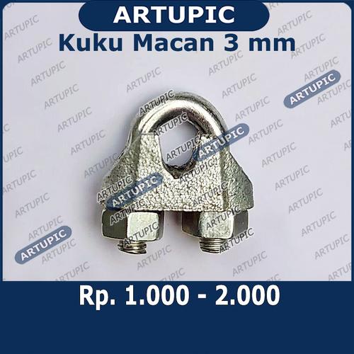 Foto Produk Kuku Macan 3 mm Klem Seling Wire Clip Tali Kawat Baja Kabel Sling dari ArtupicPeralatanPeternak