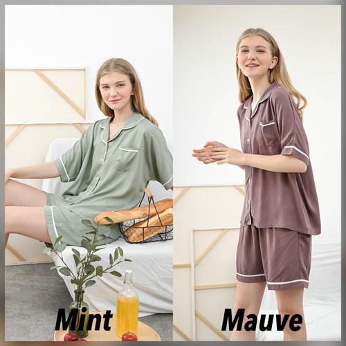 Foto Produk Sadie Set Premium Basic - Sleepwear / Piyama Baju Tidur Rayon by RAHA - Mauve dari Raha Sleepwear