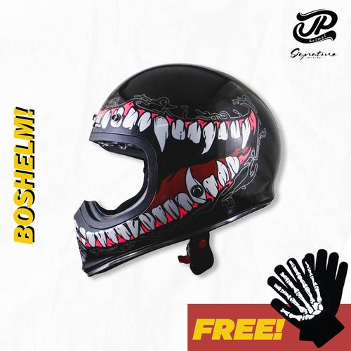 Foto Produk Helm Cakil JP Signature SGN-06 Monster Hitam Glossy Helm Full Face - Hitam dari BOSHELM