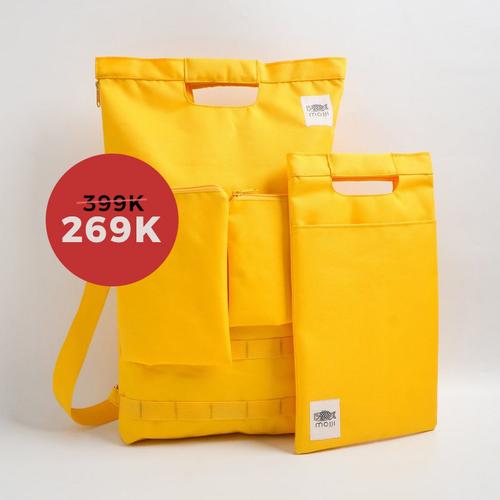 Gambar (BUNDLE) Tas Ransel / Tas Selempang + Tas IPad / Mojji Shiro Kuning dari Mojji undefined Tokopedia