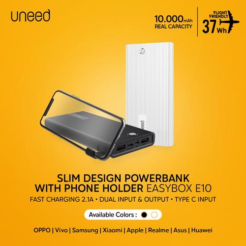 Foto Produk UNEED Powerbank 10000mAh with Holder Fast Charging 2.1A - UPB415 - Hitam dari Uneed Indonesia