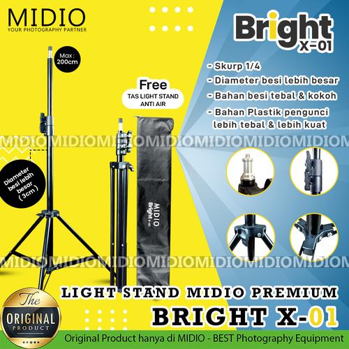 Foto Produk Light Stand Midio PREMIUM BRIGHT X-01 Foto Studio Plus Tas Anti Air dari Midio