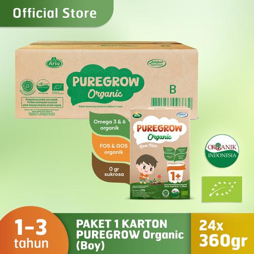 Foto Produk 1 Carton PUREGROW Organic - Susu Formula Organik 1-3 Tahun 360gr Boy dari PUREGROW Organic House