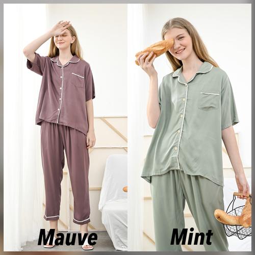 Foto Produk Alice Set Premium Basic - Sleepwear / Piyama Baju Tidur Rayon by RAHA - Mauve dari Raha Sleepwear