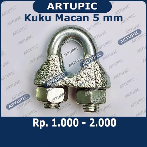 Foto Produk Kuku Macan 5 mm Klem Seling Wire Clip Tali Kawat Baja Kabel Sling 5mm dari ArtupicPeralatanPeternak