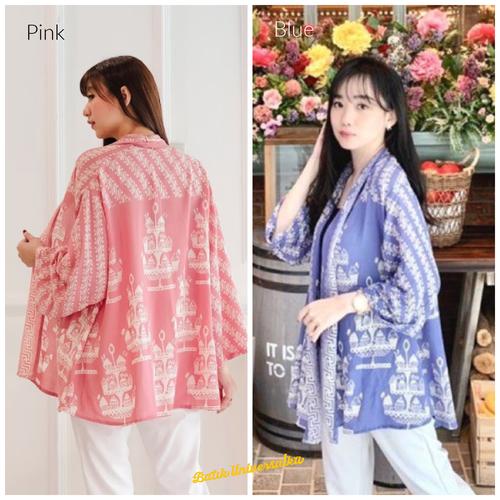 Foto Produk Atasan Batik Outer Cardigan.Batik Kerja Wanita valentine - Cupcake - Biru dari Batik Universal