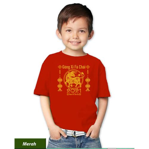 Foto Produk Kaos anak imlek 2021 tahun baru cina 2572 baju shio kerbau logam - Merah, 0 dari Listons-cloth