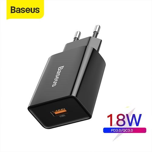 Foto Produk KEPALA CHARGER BASEUS USB CHARGER QUICK CHARGE FAST CHARGING 18W - Hitam single U dari Baseus Official Store
