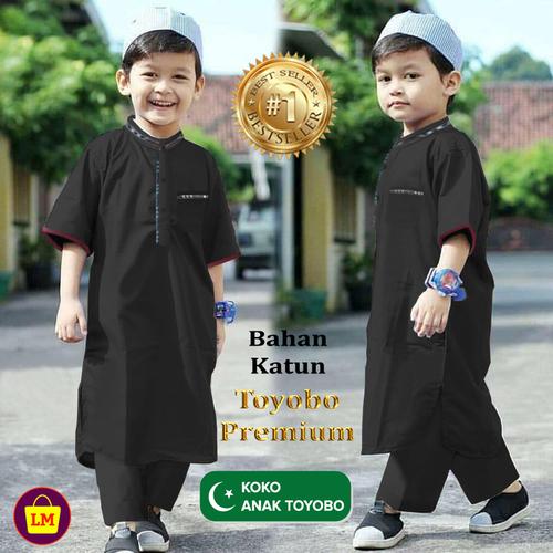 Foto Produk LM 18047-18053 Baju SETELAN KOKO ANAK TOYOBO Usia 2-15 tahun TERMURAH - Hitam, XS dari Lobby Mode