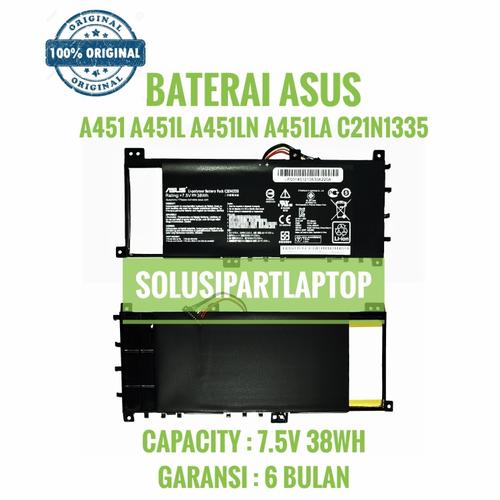 Foto Produk ORIGINAL BATERAI ASUS A451 A451L A451LN A451LB A451LA C21N1335 BLACK dari SolusiPartLaptop