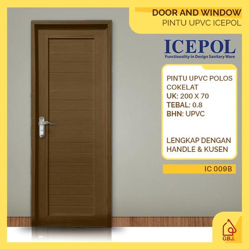 Gambar PINTU UPVC COKLAT POLOS ICEPOL 200 X 70 KAMAR MANDI + KUSEN + HANDLE dari Global Bangun Jaya Kota Tangerang Selatan Tokopedia