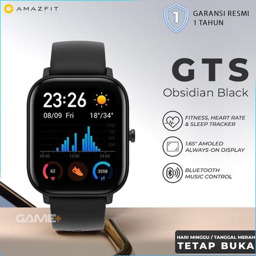 Promo AMAZFIT GTS FASHION FIT SMARTWATCH BERGARANSI RESMI - OBSIDIAN BLACK  - Jakarta Utara - GamePlus | Tokopedia