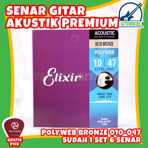 Gambar Senar Gitar Elixir Akustik Ukuran 010 Polyweb Bronze Anti/Tahan Karat dari gitarkoe Kota Tangerang Selatan Tokopedia