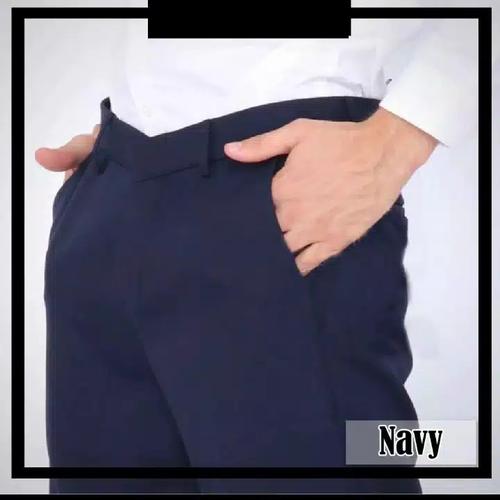 Foto Produk Celana Kantor Formal Kerja Bahan Dasar Pria Slimfit - Navy, 37/38 dari LYGAHOUSE