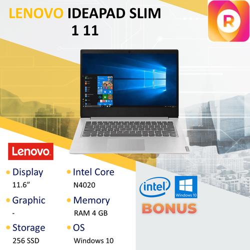 Gambar Lenovo Ideapad Slim 1 11 N4020 4GB 256ssd W10 OHS 11.6 05ID Gray - GRAY dari royalltech Jakarta Utara Tokopedia