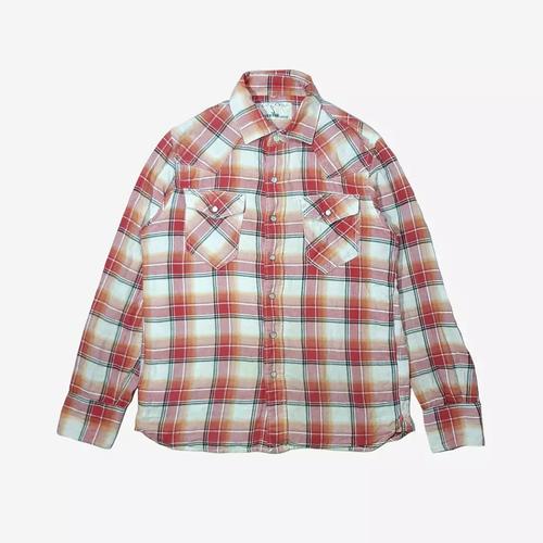 Back Number ombre plaid western shirt 