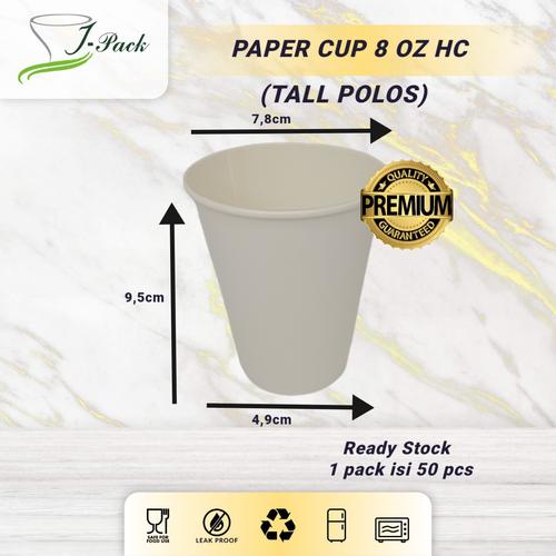 Jual Paper Hot Cup White|Gelas Kertas Putih Panas 8 Oz TANPA tutup - 50 ...