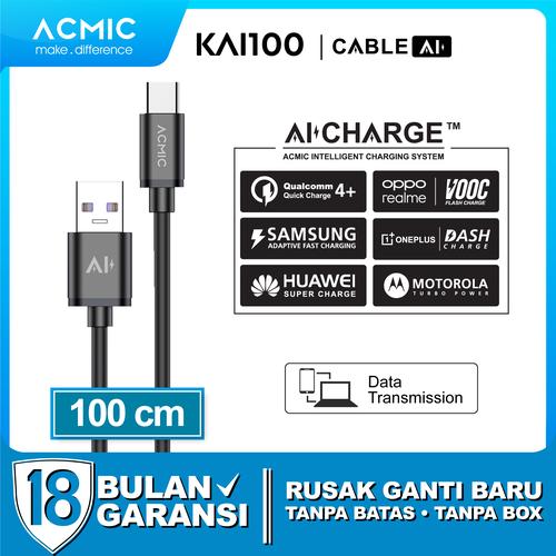 Foto Produk ACMIC KAi100 AiCharge Kabel Data USB Type C Fast Charging 3A + 5A VOOC dari ACMIC Official Store