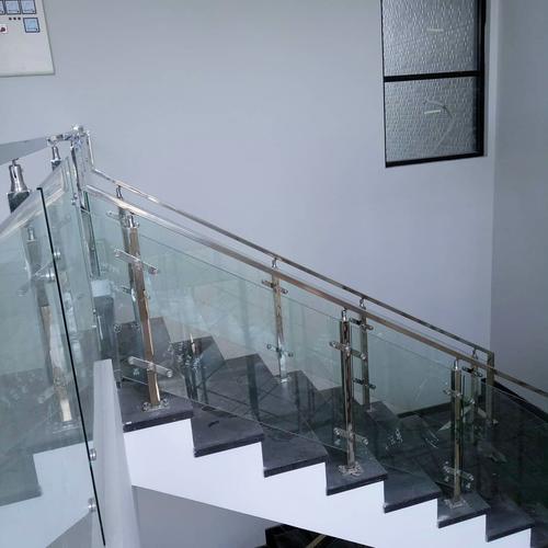 Jual railing stainless kaca temper model railing tangga minimalis