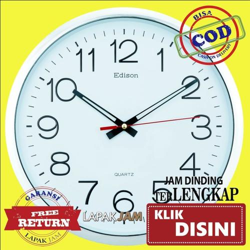 Jual Jam Dinding Edison EDW28TCH Chrome Angka Timbul Murah Besar 28T26 Step Move Kota