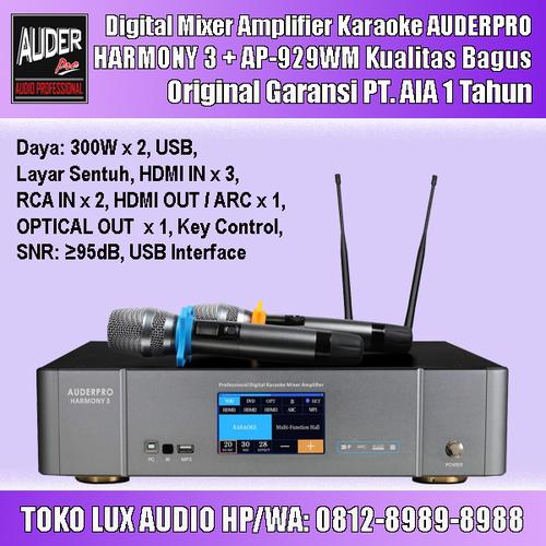 Jual Mixer Amplifier Karaoke Digital AUDERPRO HARMONY 3 + Mic AP929WM