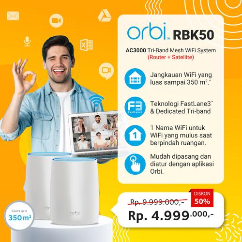 Foto Produk NETGEAR RBK50 Orbi Tri Band Mesh WiFi Router Value Pack dari Netgear Store