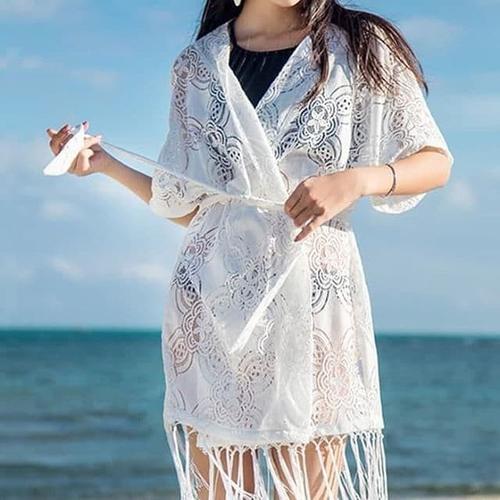 CARDIGAN BOHO KIMONO WANITA LACE COVER 