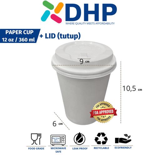Jual Paper Cup 12 oz (360ml) Polos Gelas Kopi Kertas Putih Tahan Panas ...