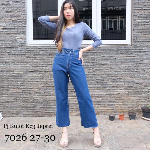 Jual Celana Highwaist Kulot Jeans Basic 
