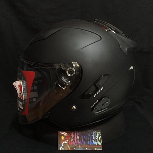 Jual Helm KYT Galaxy Slide Flat Black Doff Half Face Double Visor XL