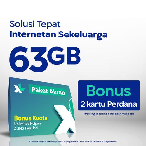 Foto Produk Kartu Perdana XL Akrab hingga 63GB, 2 Anggota, 30 Hari dari XL Axiata