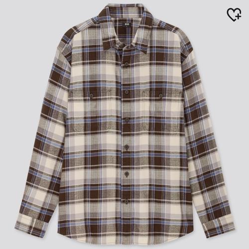 Jual unqlo dark brown flannel - Kota 