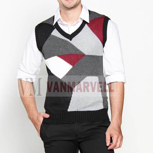 Jual VM Sweater Rompi Rajut Hitam abu kombinasi - knitt vest 011 ...