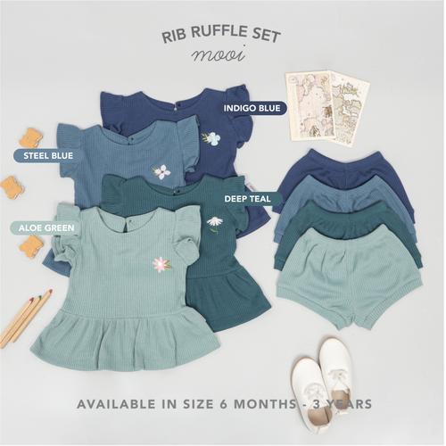 Foto Produk Mooi Setelan Anak Perempuan Rib Ruffle Set - 3 YEARS, DUSTY PINK dari Mooi Official