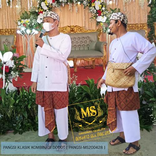 Jual Setelan Baju Pangsi sunda Kombinasi kain Dodot - Putih + dodot, S