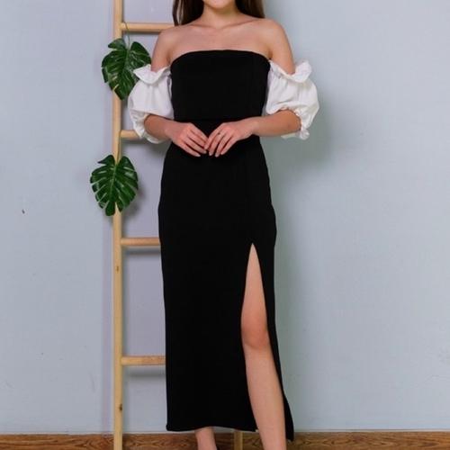 Jual Midi Dress Sabrina Puffy Sleeve 