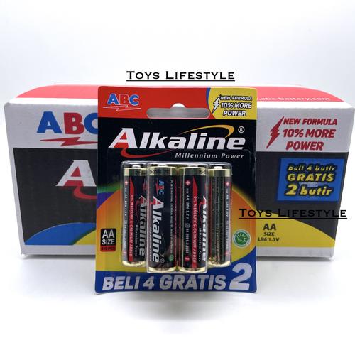 Jual Batu Baterai ABC Alkaline AA / A2 & AAA/A3 Battery 1.5V (4+2) AA