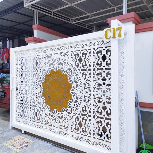 Jual pagar besi dorong minimalis laser cutting plat besi 1 mm bingkai