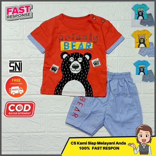 Gambar Stelan setelan baju kaos anak bayi laki laki cowok cowo lucu termurah - BEAR-RANDOM, All Size dari Tanjung Kids Kota Bekasi Tokopedia