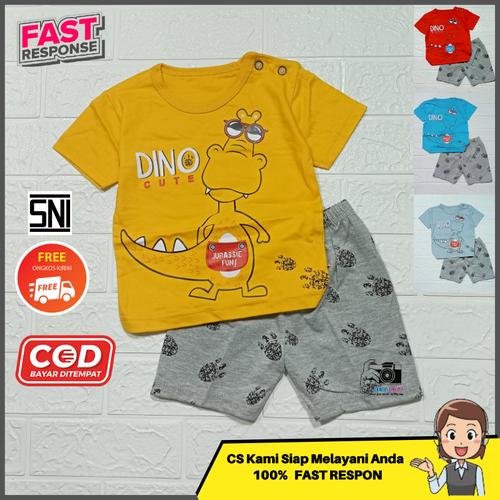 Gambar Setelan stelan kaos baju anak laki-laki cowok karakter murah 1-6 tahun - DINO-CUTE, All Size dari Tanjung Kids Kota Bekasi Tokopedia