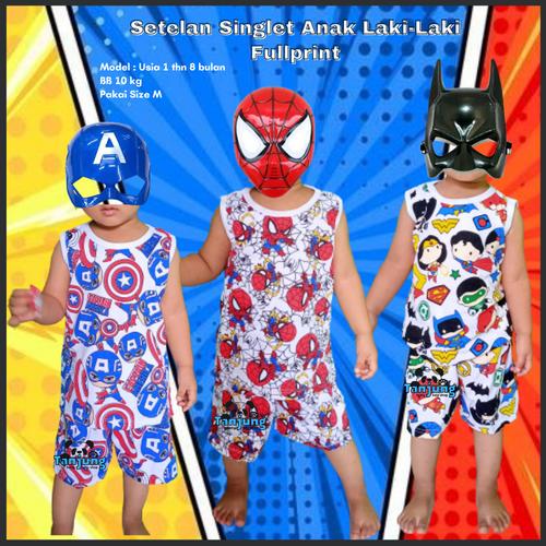 Foto Produk Baju Setelan Stelan Kaos Singlet Anak Laki Laki Cowok 1 2 3 4 Tahun - BATMAN-SINGLET, S dari Tanjung Kids