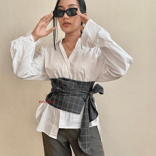 Jual TERLARIS. PLAID OBI BELT - Black 