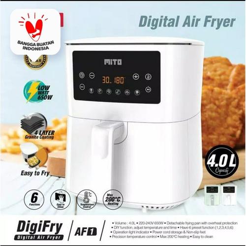 Gambar MITO AIR FRYER AF-1 DEEP FRYER AF1 MITOCHIBA DIGITAL 4 LITER LOW WATT - Putih dari Candi Elektronik Solo Kota Surakarta Tokopedia