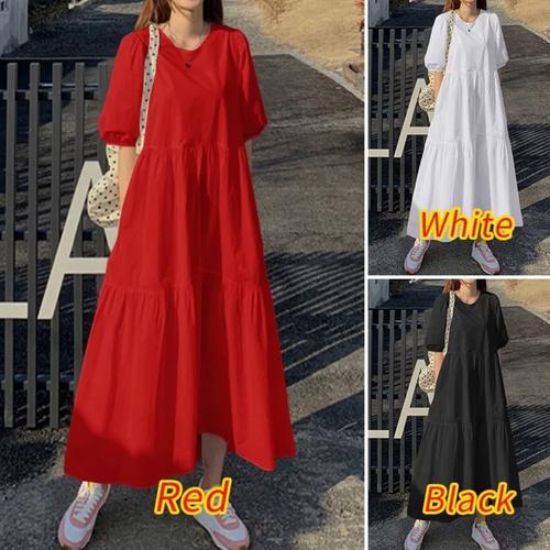 Ruffle Swing Beach Holiday Long Dress 