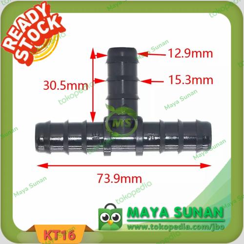 Gambar konektor Tee sambungan selang ukuran 16mm x 16mm x 16mm dari Maya Sunan Jakarta Barat Tokopedia