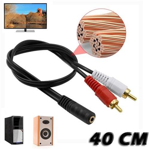 Jual Kabel Audio 3.5mm Female To 2 Rca Male Konektor Cable 2 to 1 Gold
